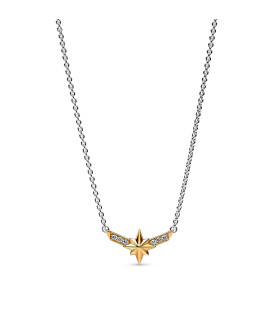 Collar Estrella Octogonal Capitana Marvel en dos tonos y Circonitas 362745C01-45