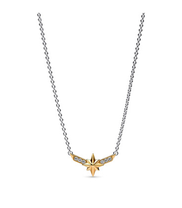 Collar Estrella Octogonal Capitana Marvel en dos tonos y Circonitas 362745C01-45