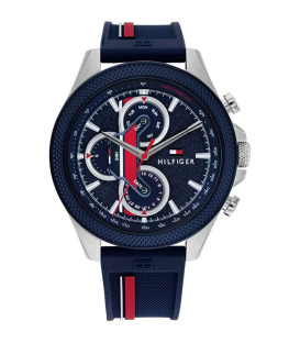 Reloj Tommy Hilfiger Clark Azul Rojo Plateado 1792083