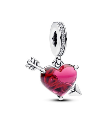 Abalorio Pandora Cristal de Murano Corazón Rojo y Flecha 793085C01