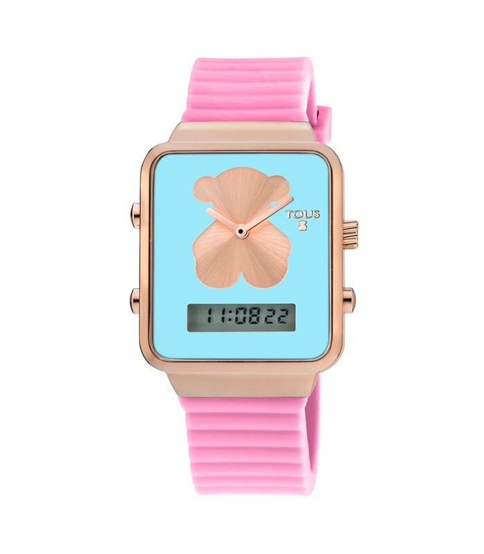 Reloj digital Tous de rosado con correa de silicona
